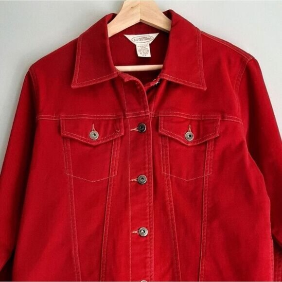 NORTHERN REFLECTIONS Classic Button Down Jean Jacket Red Sz M - Picture 2 of 10